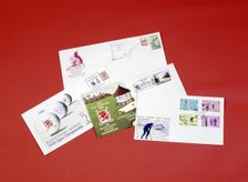 First day covers for golf tournaments, 1980s. Creator: Unknown