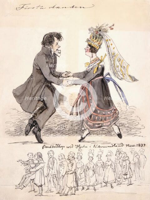"First Dance". "Farmer wedding at Hjula in Södermanland Nov. 1837", 1837. Creator: Fritz von Dardel.