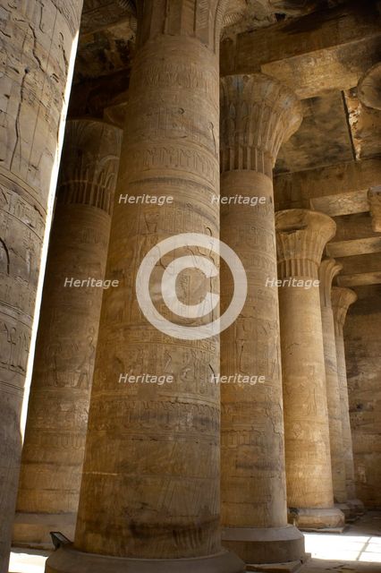First  Hypostyle Hall, Temple of Edfu, Egypt, Ptolemaic period, 237-57 BC (2003).  Creator: LTL.