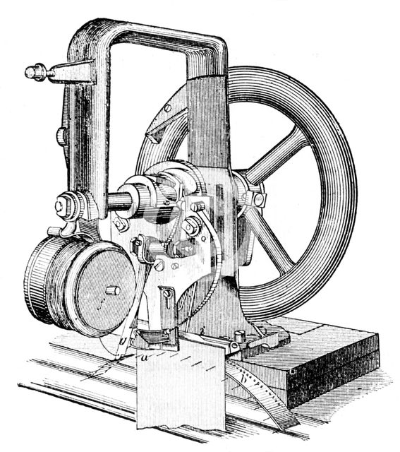 First lockstitch sewing machine, invented by Elias Howe, c19th century. Creator: Unknown.