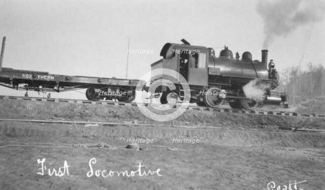 First locomotive of U.S. Railroad, between c1900 and c1930. Creator: Unknown.