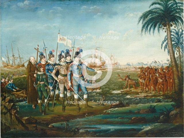 First Landing of Christopher Columbus, 1800/1805. Creator: Frederick Kemmelmeyer.