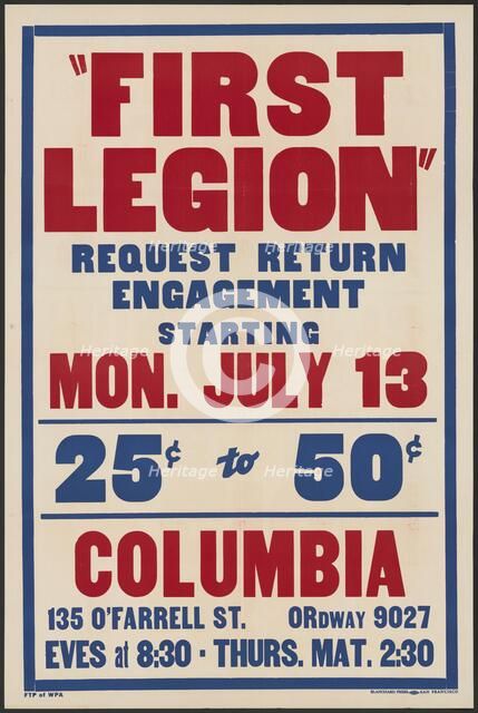 First Legion, [193-]. Creator: Unknown.