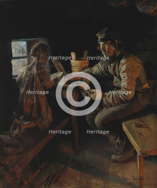 First Lesson, 1887-1889. Creator: Akseli Gallen-Kallela.