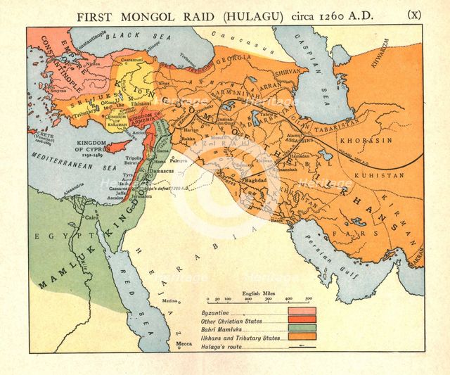 'First Mongol Raid (Hulagu), circa 1400 A.D.', c1915.  Creator: Emery Walker Ltd.