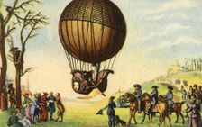 First manned ascent of a hydrogen balloon, Paris, France, 1 December 1783, (1932). Creator: Unknown