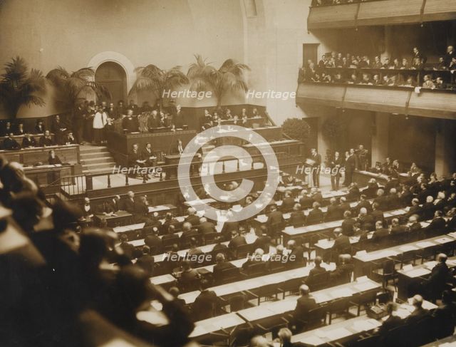 First meeting of the League of Nations, November 15, 1920 in Geneva , 1920. Creator: Anonymous.