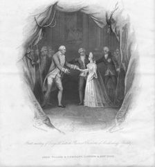 First meeting of George III with the Princess Charlotte... 1761, (mid 19th century). Creator: J Rogers