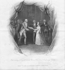First meeting of George III with the Princess Charlotte... 1761, (mid 19th century). Creator: J Rogers