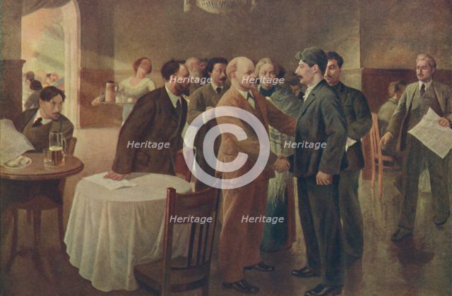 'First Meeting of Lenin and Stalin, Tammerfors (Finland), December 1905', (1939). Creator: I Vepkhvadze.