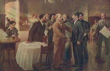 First Meeting of Lenin and Stalin, Tammerfors (Finland), December 1905 (1939). Creator: I Vepkhvadze