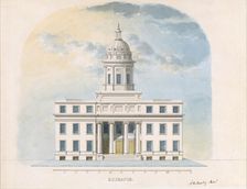 First Merchants Exchange, New York (elevation of main façade), probably 1826. Creator: Alexander Jackson Davis
