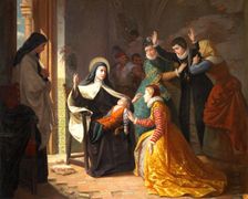 First miracle of Saint Teresa of Jesus: Resurrection of her nephew, Don Gonzalo Ovalle..., 1855. Creator: Luis de Madrazo y Kuntz