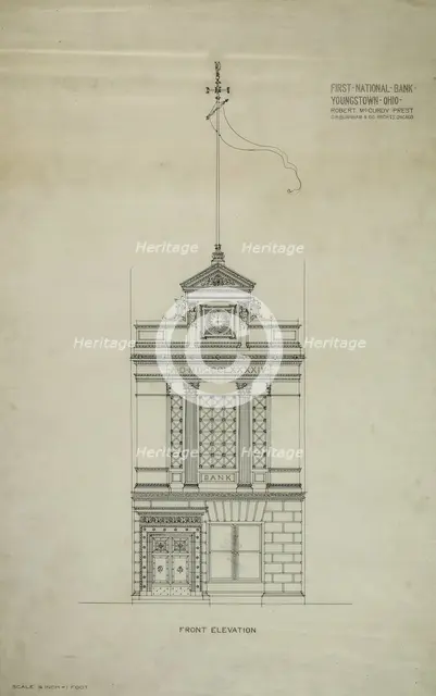 First National Bank, Youngstown, Ohio, Front Elevation, c. 1894. Creator: Daniel Burnham.