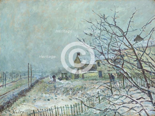 First Snow at Veneux-Nadon, 1878. Creator: Alfred Sisley.