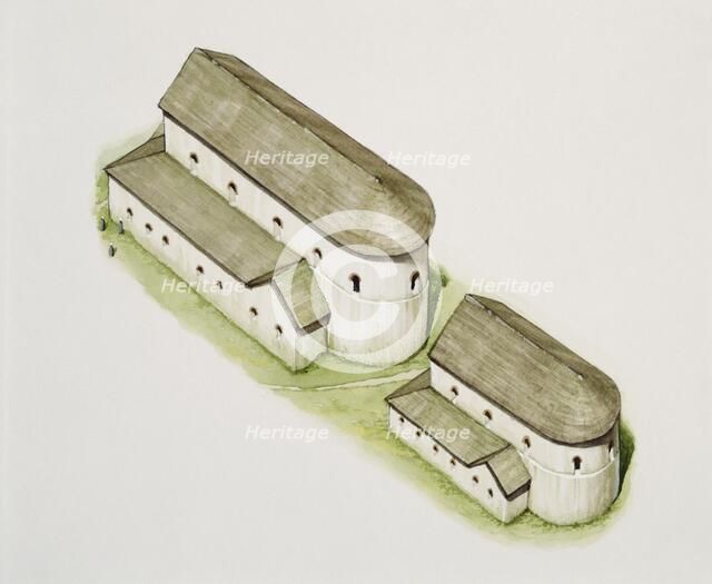 First Saxon church, St Augustine's Abbey, Canterbury, Kent, late 20th or early 21st century. Artist: Peter Urmston.