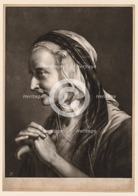First Series of Life-Sized Heads: Mrs. Frye, 1760. Creator: Thomas Frye (British, 1710-1762).