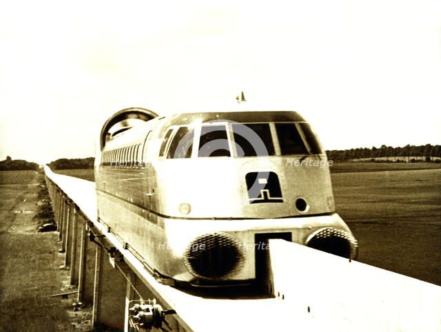 First showing of an inter-city aerotrain near Orleans, France.
