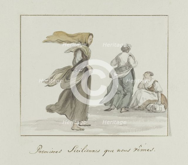 First Sicilians who see the travelers, 1778. Creator: Louis Ducros.