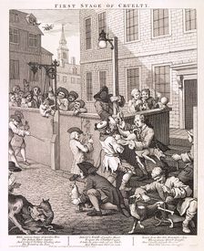 First Stage of Cruelty plate I from The Four Stages of Cruelty, 1751. Artist: Anon