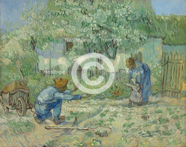 First Steps (after Millet), 1890. Artist: Gogh, Vincent, van (1853-1890)