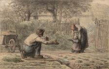 First Steps, c. 1858-1866. Creator: Jean-François Millet (French, 1814-1875)