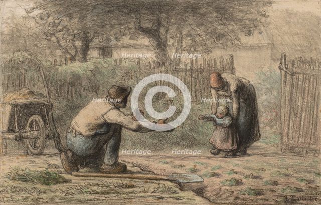 First Steps, c. 1858-1866. Creator: Jean-François Millet (French, 1814-1875).