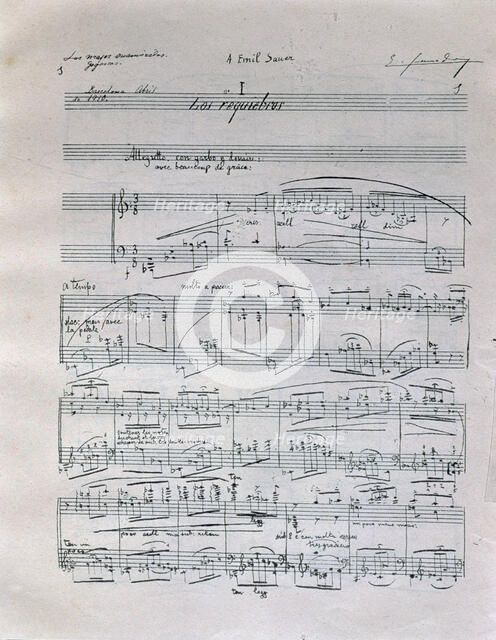 First page of the piano suite Goyescas (The Majos in love), by Enrique Granados, autographed manu…