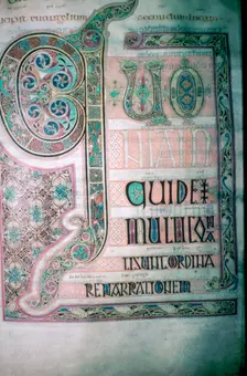 First page of St Lukes Gospel from the Lindisfarne Gospels, produced in Northumbria in the 7th centu