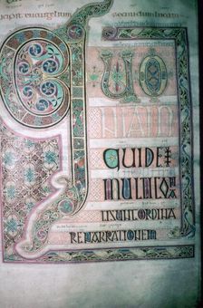 First page of St Lukes Gospel from the Lindisfarne Gospels, produced in Northumbria in the 7th centu