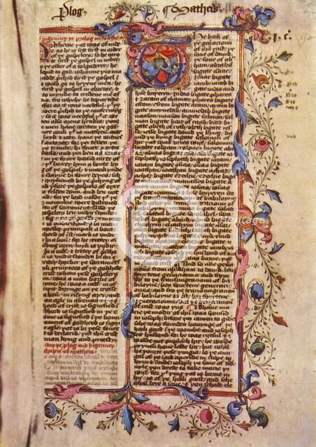 'First Page of St Matthew's Gospel', 15th century, (1943). Creator: Unknown.
