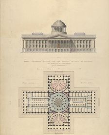 First Premium Design for the Capitol of Ohio at Columbus by Walter of Cincinnati, ca. 1839. Creator: Alexander Jackson Davis