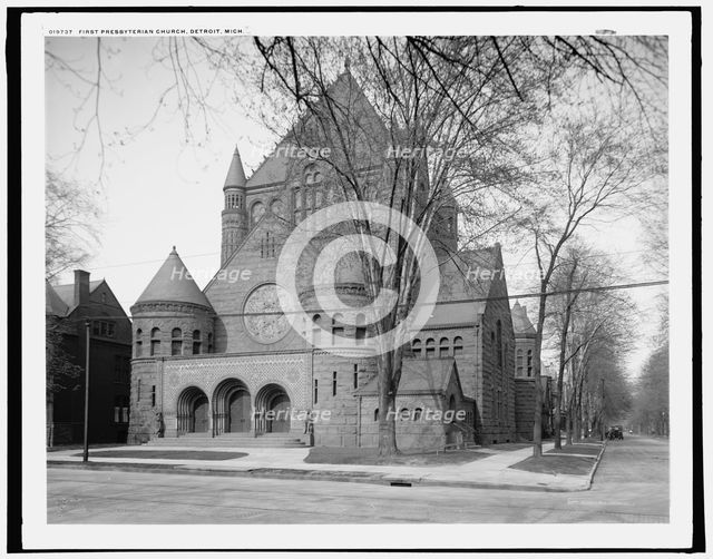First Presbyterian Church and First Unitarian Church, Woodward Avenue, Detroit, Mich., c1906. Creator: Unknown.