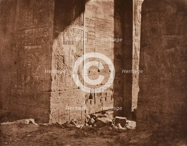 First Pylon - French Inscription Carved on the Eastern Embrasure at Point H, Island of Fila.., 1851/ Creator: Félix Teynard.