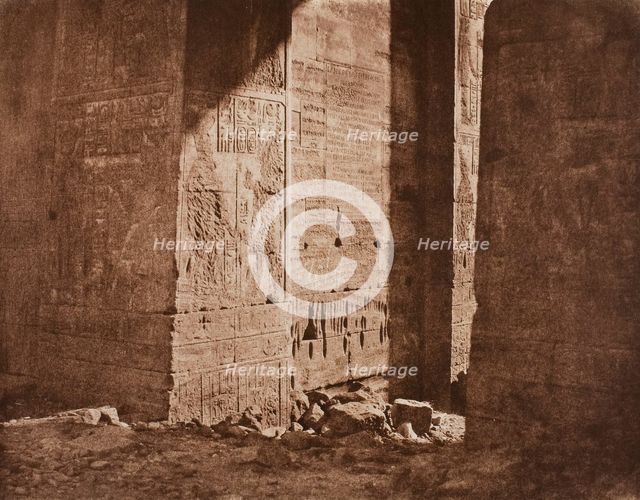 First Pylon - French Inscription Carved on the Eastern Embrasure at Point H, Island of Fila.., 1851/ Creator: Félix Teynard.