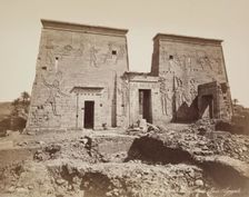 First Pylon of the Temple of Isis at Philae, 19th century. Creator: Maison Bonfils