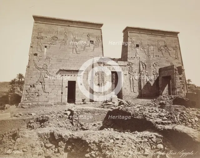 First Pylon of the Temple of Isis at Philae, 19th century. Creator: Maison Bonfils.