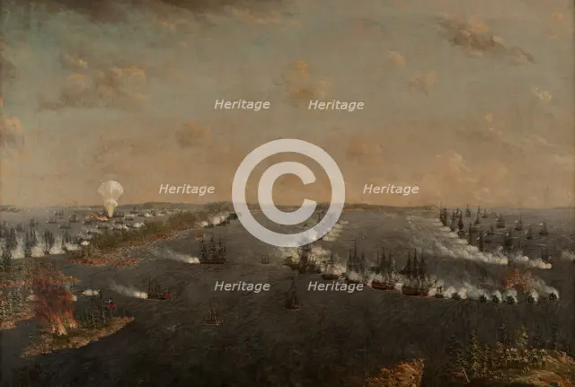 First Russo-Swedish Battle of Rochensalm on August 24, 1789, c. 1790. Creator: Schoultz, Johan Tietrich (1754-1807).