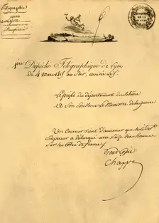 First telegraph despatch from Lyon, 4 March 1815, (1921). Creator: Unknown