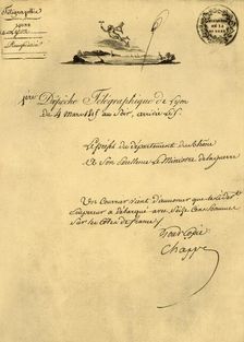First telegraph despatch from Lyon, 4 March 1815, (1921). Creator: Unknown