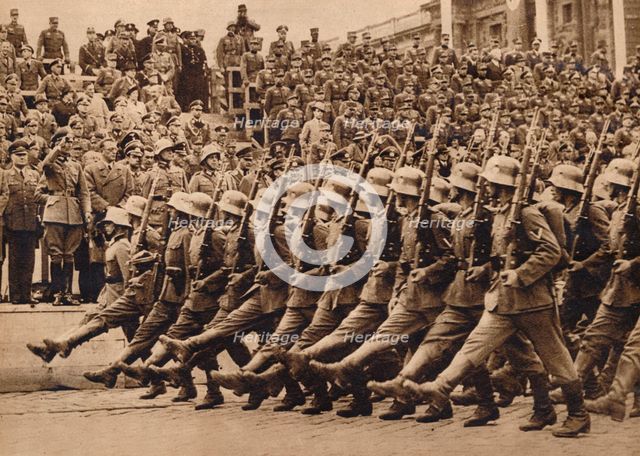 'First troops to reach Vienna were the 1st Division of the 8th German Army Corps', 1938, (1938). Artist: Unknown.