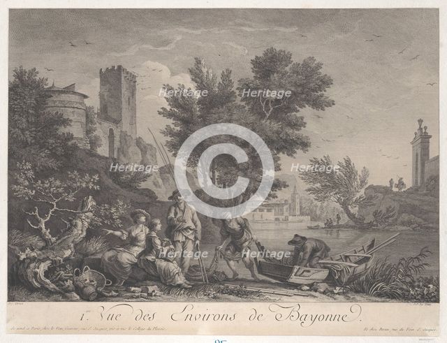 First View of the Surroundings of Bayonne, ca. 1775. Creator: Jean Jacques Le Veau.
