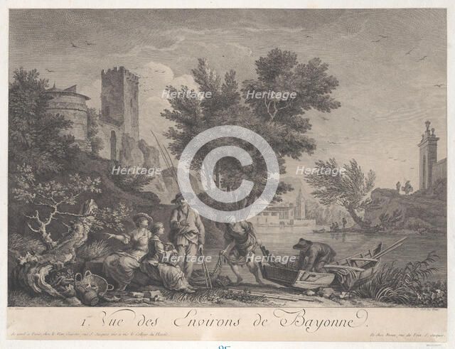 First View of the Surroundings of Bayonne, ca. 1775. Creator: Jean Jacques Le Veau.