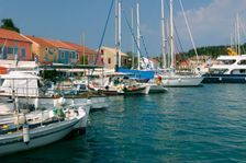 Fiskardo harbour, Kefalonia, Greece. Creator: Peter Thompson