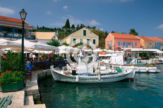 Fiskardo harbour, Kefalonia, Greece. Creator: Peter Thompson.