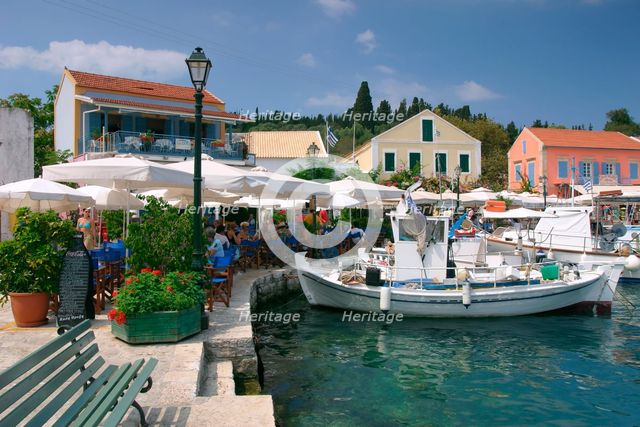 Fiskardo harbour, Kefalonia, Greece. Creator: Peter Thompson.