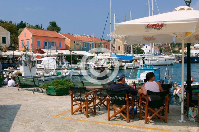 Fiskardo harbour, Kefalonia, Greece. Creator: Peter Thompson.