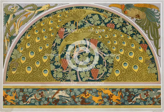 Fish and algae. Faucet. Peacocks and wine. Rabbits, dogs and blackberry bushes, 1897. Creator: Verneuil, Maurice Pillard (1869-1942).