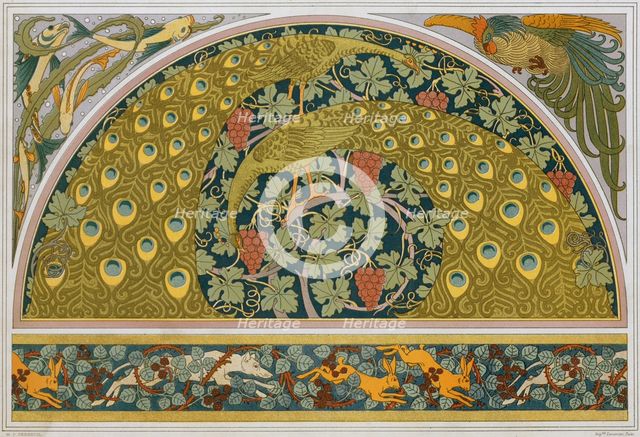 Fish and algae. Faucet. Peacocks and wine. Rabbits, dogs and blackberry bushes, 1897. Creator: Verneuil, Maurice Pillard (1869-1942).