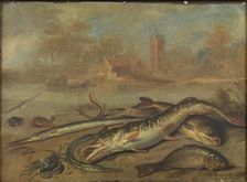 Fish and landscape, c1656. Creator: Jan van Kessel